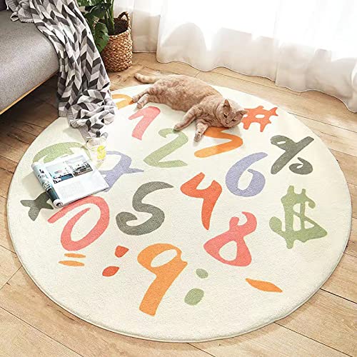 ZYFAB Runder ABC-Teppich aus weichem Plüsch, rutschfeste Alphabet-Bodenmatte für Kinderzimmer-Lernspielteppich für Klassenzimmer,E,Diameter:160cm von ZYFAB