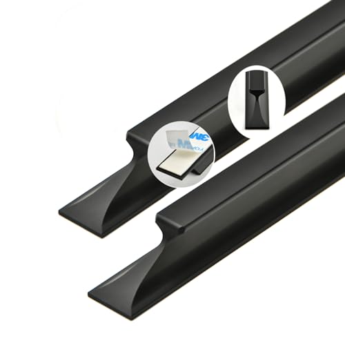 2 Stück Schrankgriffe selbstklebend Lochfreier Griff Glas-Schiebetür Aluminium Garderobe Griffe Trapezförmig abgeschrägtes Design SchubladenKnöpfe Türgriff für Kleiderschrank (1000mm,Schwarz) von ZYFH8992