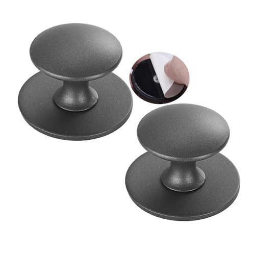 ZYFH8992 2 Stück Schrankgriffe selbstklebend Lochfreier Griff Glas-Schiebetür Rostfreier Stahl Garderobe Griffe für Weinkühler SchubladenKnöpfe Türgriff Zugknöpfe für Kleiderschrank (Grau) von ZYFH8992