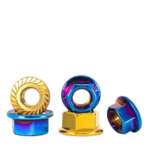 1 Stück M4 M5 M6 M8 M10 M12 M14 Sechskant-Sechskant-Flanschmutter aus Edelstahl 304 mit gezahntem Schloss für Bolzen(Blue,M4x0.7pitch) von ZYFHYU
