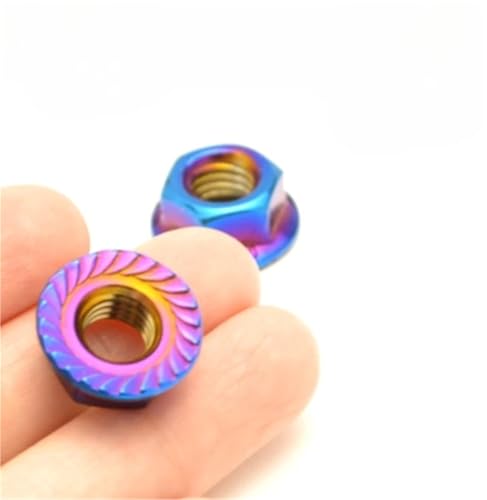 1 Stück M4 M5 M6 M8 M10 M12 M14 Sechskant-Sechskant-Flanschmutter aus Edelstahl 304 mit gezahntem Schloss für Bolzen(Burnt blue,M6xpitch-1.0) von ZYFHYU