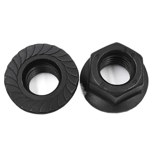 2-10 Stück M3 M4 M5 M6 M8 M10 M12 Schwarz A2-70 304 Edelstahl Sechskantkopf gezahnte Spinlock-Flanschmutter Kontermutter für Bolzen(M12 2Pcs) von ZYFHYU