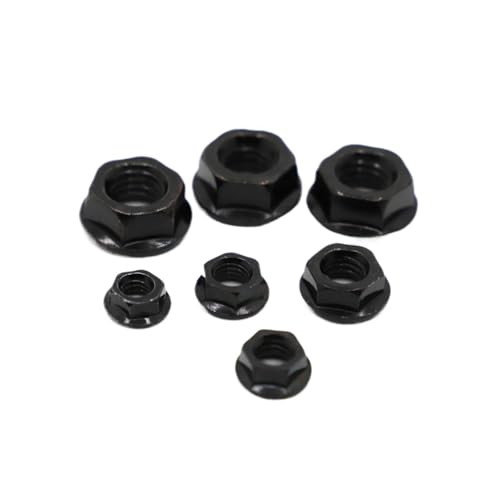 2–20 Stück M3 M4 M5 M6 M8 M10 M12 schwarzer Kohlenstoffstahl gezahnte Spinlock-Flanschmutter Sechskant-Sicherungsmuttern für Bolzen(M5 20pcs) von ZYFHYU