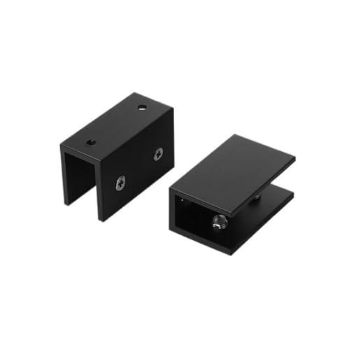 4 teile/paket Glas Clips Klemmen Raum Aluminium Überzogene Klammern Regal Halter Unterstützung Halbkreis Rechteck Schwarz Hardware für Balustrade, Treppenhaus-Handlauf(Rectangle Black x4) von ZYFHYU