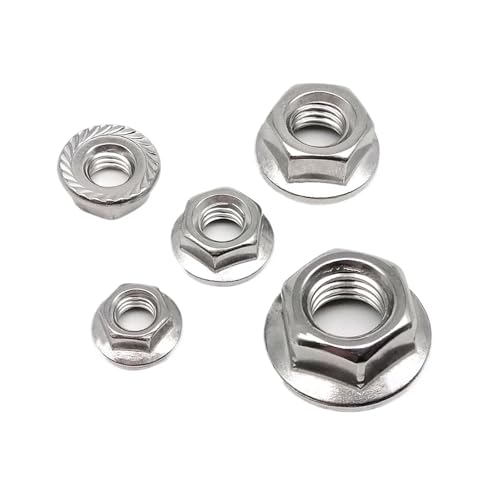 5/10 Stück Feingewinde M6 M8 M10 M12 304 Edelstahl Sechskant Sechskant Gezahnt Lock Spinlock Flanschmutter für Bolzen(10pcs M8 pitch 1.0) von ZYFHYU