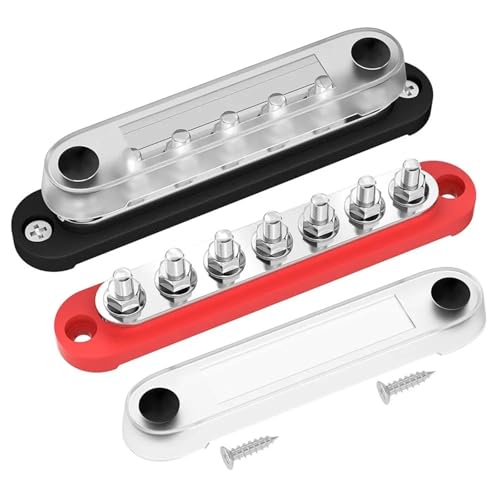 Batterie-Sammelschienen-Klemmenblock, 12 V, Marine, 7 x 1/4 Zoll (M6), Stromverteilungsblock, – 48, Sammelschienen-Klemmenblock für Auto Marine RV Wohnmobil Lkw Elektrik System von ZYFHYU