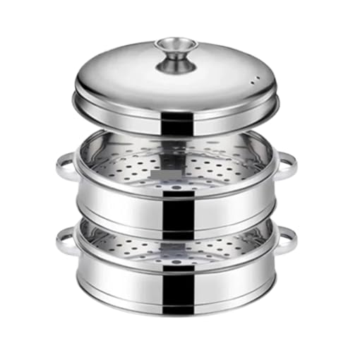 Dampfgarer aus Edelstahl, for gedämpfte gefüllte Brötchen, Küchenutensilien, mehrschichtiger Einsatz mit Halter, Instant Pot Dampfkorb für Küche(16.5cm 2 layer 1 Lid) von ZYFHYU