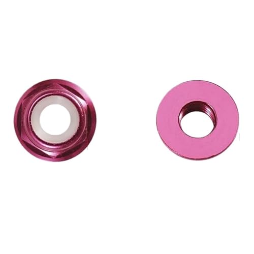 M2 M3 M4 M5 M6 farbige Flanschmutter aus Aluminiumlegierung, Sicherungsmutter mit Nyloneinsatz, selbstsichernde Mutter, Nylon-Nietmutter für Bolzen(Pink,M5-5PCS) von ZYFHYU