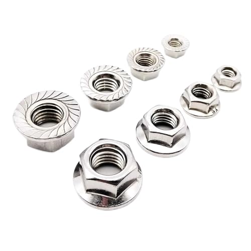 M3 M4 M5 M6 M8 M10 M12 Edelstahl Metrisches Gewinde Sechskant Sechskantkopf Gezahnte Spinlock-Flanschmutter Kontermutter für Bolzen(25pcs M6) von ZYFHYU