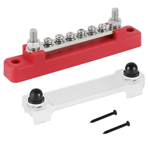 M6 12V-Klemmenblock-Sammelschiene, 1/4-Zoll-Bolzen, 150A-Stromverteilungsblock-Sammelschiene for LKW, Boot, Wohnmobil, Wohnwagen für Auto Marine RV Wohnmobil Lkw Elektrik System(6P Red) von ZYFHYU