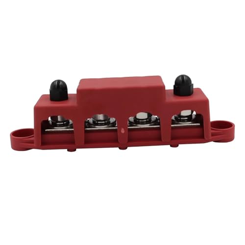M8 M10 4-Wege-Verdrahtungsreihen-Sammelschienenklemmenblock, Stromverteilungsblockwagen für Auto Marine RV Wohnmobil Lkw Elektrik System(1PCS-Red-M10) von ZYFHYU
