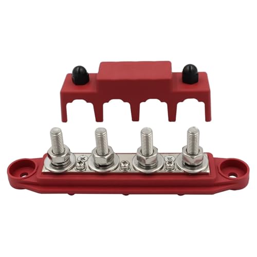 M8 M10 4-Wege-Verdrahtungsreihen-Sammelschienenklemmenblock, Stromverteilungsblockwagen für Auto Marine RV Wohnmobil Lkw Elektrik System(1PCS-Red-M8) von ZYFHYU
