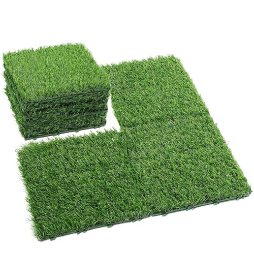 ZYFHYU 10 Pcs 12 Inchx12 Zoll Gefälschte Gras Deck Rasen Fliesen Ineinander greifen Bodenbelag Decor Pad für Balkon& Terrasse, Wetterfest von ZYFHYU