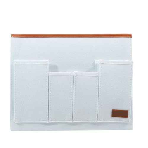 ZYFHYU Filz Nachttisch Aufbewahrungstasche Tasche Bett Schreibtisch Sofa TV Fernbedienung Hängen Caddy Couch Organizer Halter Taschen für Badezimmer, Toilette und Dusche(White) von ZYFHYU