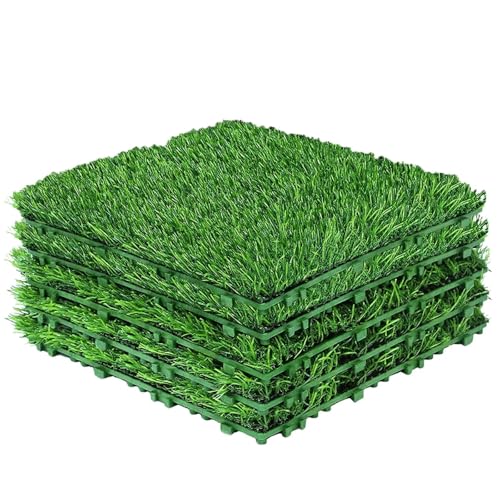 ZYFHYU Künstlicher Rasen, ineinandergreifende Grasfliesen, Hunderasenteppich, Welpenbeckenmatte, synthetischer quadratischer Grasteppich for Haustiere für Balkon& Terrasse, Wetterfest von ZYFHYU