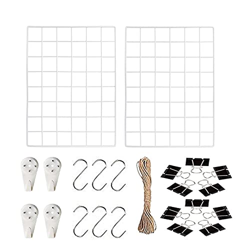 ZYFXP Wandgitter Weiß, multifunktionale Gitterwand, DIY-Schmiedeeisen-Fotowanddekorationsgitter, Gitterstiftplatten,Notiztafel-dekoratives Metallgitter, hängende Lagerregale von ZYFXP