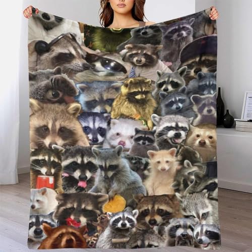 Fleece-Überwürfe, Warm Und Weich Racoon Decke, 3D-Mikrofaser-Bettwäsche Für Bettcouch 70x80inch(180x200cm) von ZYGAOKDD