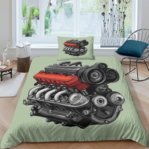 ZYGAOKDD Bettbezug 3D-gedruckte Dekorative Bettwäsche V8 Machine Bettbezug, 3-teiliges Bettwäsche-Set, Weicher Mikrofaser-Bettbezug Für Kinder, Erwachsene, Teenager Single（135x200cm） von ZYGAOKDD