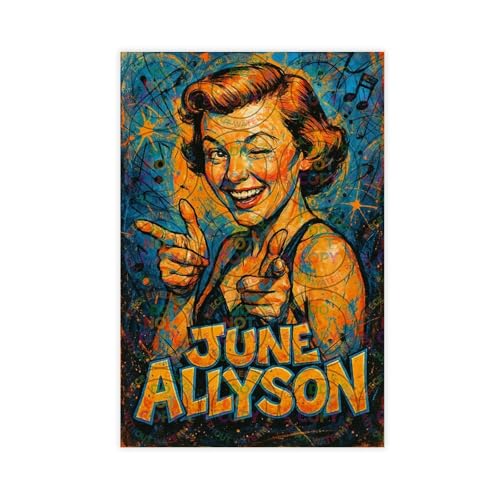 ZYGNBHL Filmschauspielerin June_Allyson, niedliches Action-Poster, Wandkunst, Leinwand, Schlafzimmer, Dekoration, Büro, Küche, Dekoration, Geschenk, ungerahmt, 61 x 91,4 cm von ZYGNBHL