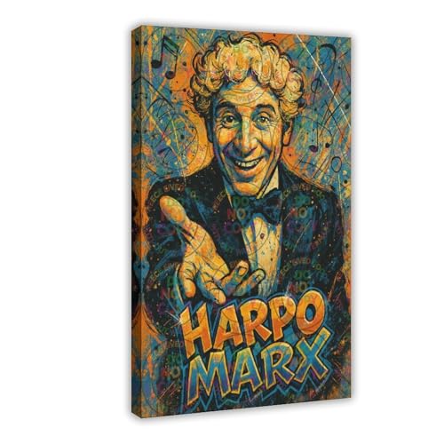 ZYGNBHL Harpo_Marx Filmschauspieler auf Leinwand, Poster und Wandkunst, Bilddruck, moderner Familienschlafzimmer-Dekorrahmen, 61 x 91,4 cm von ZYGNBHL