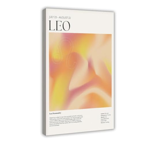 ZYGNBHL Kunstdruck auf Leinwand, Motiv: Einführung in Leos Glück und Persönlichkeit, The Twelve_Constellations, Kunstdruck auf Leinwand, modernes Familienschlafzimmer-Dekorrahmen von ZYGNBHL