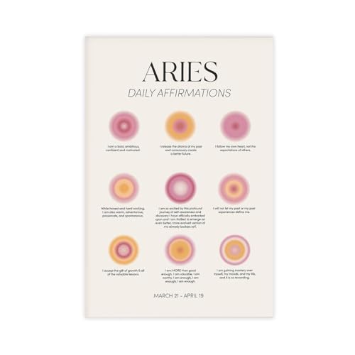 ZYGNBHL Widder Aura_Gradient, Sternbild, Astrologie, Poster, Wandkunst, Leinwand, Schlafzimmer, Dekor, Büro, Zimmer, Küche, Geschenk, ungerahmt, 61 x 91,4 cm von ZYGNBHL