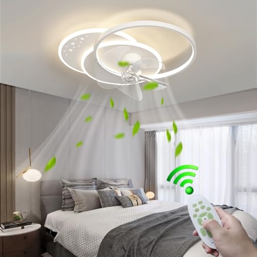 Deckenventilator mit Beleuchtung Weiß 95W Rechteckig Kreativ Dimmbar Deckenleuchte mit Ventilator Leise mit Fernbedienung 6-Gang Licht Deckenventilator Kronleuchter Ventilator Wohnzimmer Schlafzimme Deckenventilator mit Beleuchtung Weiß 95W Rechteckig Kreativ Dimmbar Deckenleuchte mit Ventilator Leise mit Fernbedienung 6-Gang Licht Deckenventilator Kronleuchter Ventilator Wohnzimmer Schlafzimme von ZYGPH