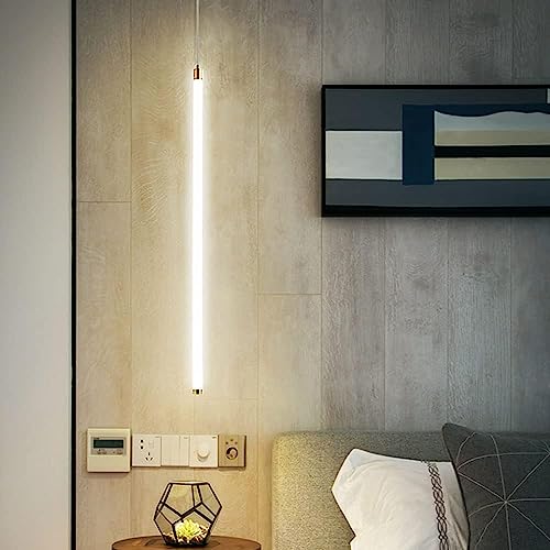 Kronleuchter Lineare Pendelleuchten Bartheke LED Gold Lange Röhre Mini Hängelampe Vintage Industrielle Kücheninselleuchte Eingangsbereich Deckenleuchter für Vorderfoyer Treppe Schlafzimmer Flur Pend von ZYGPH