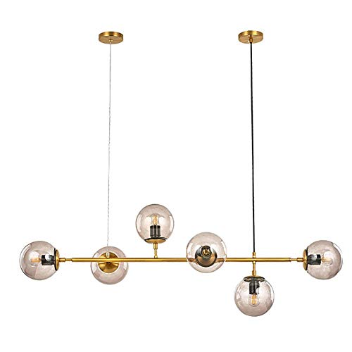 ZYGPH 6-flammiger moderner sphärischer Glas-Kronleuchter, E27 Moderne Sputnik-Kronleuchter, Pendelleuchte mit Glaskugel in Messingoptik, Deckenleuchte für Küchenflur, Rauchgrau, 6 Lichter interessant ZYGPH 6-flammiger moderner sphärischer Glas-Kronleuchter, E27 Moderne Sputnik-Kronleuchter, Pendelleuchte mit Glaskugel in Messingoptik, Deckenleuchte für Küchenflur, Rauchgrau, 6 Lichter interessant von ZYGPH