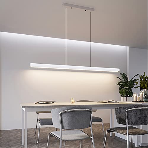 ZYGPH Deckenleuchte Für Esstisch Büro Bar,Modern Dimmbar Pendelleuchte,Modern Linear LED Kronleuchter Kücheninsel-Weiß 60x4.5cm(24x2inch) von ZYGPH