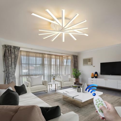 ZYGPH Deckenleuchte LED dimmbar Moderne Metalldeckenleuchte Feuerwerksform stilvolles Wohnzimmer große Leuchte unregelmäßiger linearer Kronleuchter geeignet für Restauranthotel von ZYGPH