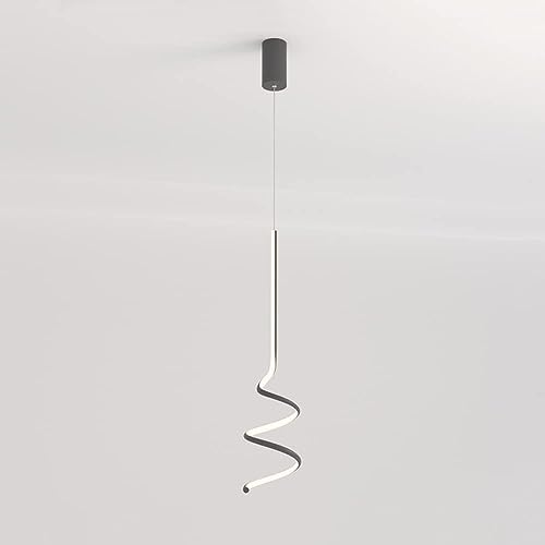 ZYGPH Farmhouse Decoration Led Helix Pendelleuchte Schwarz Dimmbar Langer Streifen Weiß Kronleuchter Linear Bar Leuchte 22W Gedrehte Spirale Hängende Deckenlampe für Küche Schlafzimmer Badezimmer/Da von ZYGPH