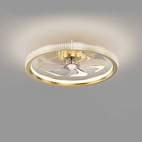 ZYGPH Innenbeleuchtung Nordische einfache Deckenventilatorleuchte, Unterputz-Deckenventilator mit niedrigem Profil, Goldener Kronleuchter für Schlafzimmer/Küche/Wohnzimmer-Pendelleuchte von ZYGPH