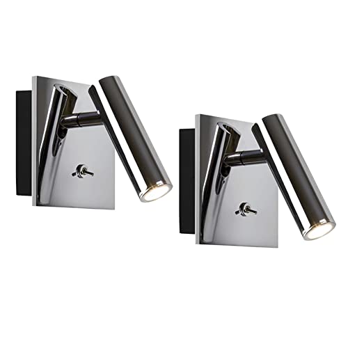 ZYGPH LED-Leseleuchte zur Wandmontage mit Schalter, Warmweiß 3000 K, verstellbare Bett-Wandleuchte, 2er-Set zum Lesen am Bett, Chrom-Finish ZYGPH LED-Leseleuchte zur Wandmontage mit Schalter, Warmweiß 3000 K, verstellbare Bett-Wandleuchte, 2er-Set zum Lesen am Bett, Chrom-Finish von ZYGPH