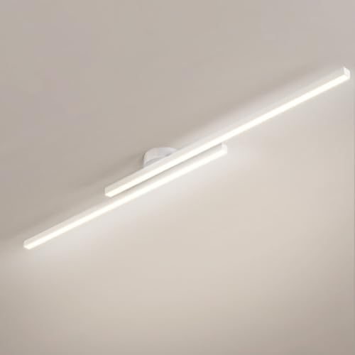 ZYGPH Led Linear Deckenleuchte Moderne Unterputz Deckenlampe Flurbeleuchtung Minimalistische Lange Streifen Kronleuchter Deckenleuchten Für Wohnzimmer Schlafzimmer Flur Küche/Weiß 4000K/90Cm von ZYGPH