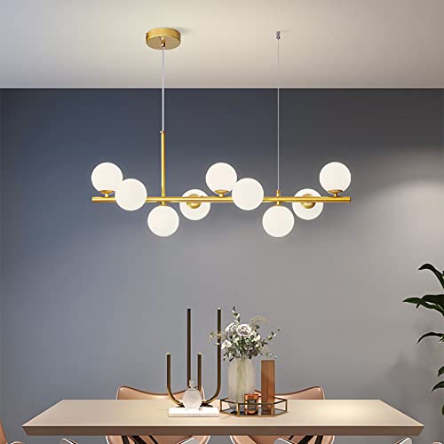 ZYGPH Mid Century Sputnik Pendelleuchte,9 Lichter Glaskugel Kronleuchter Für Kücheninsel,Moderne LED Deckenleuchte Esszimmer Wohnzimmer-F 83x24cm(33x9inch) von ZYGPH