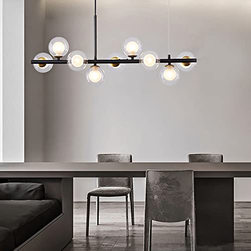 ZYGPH Mid Century Sputnik Pendelleuchte,9 Lichter Glaskugel Kronleuchter Für Kücheninsel,Moderne LED Deckenleuchte Esszimmer Wohnzimmer-G 83x24cm(33x9inch) von ZYGPH