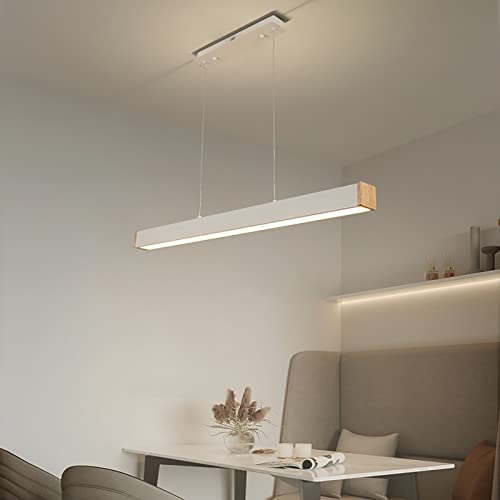 ZYGPH Modern Dimmbar Linear LED Kronleuchter Für Kücheninsel,Zeitgenössische Pendelleuchte Insellichter,Hängeleuchte Esszimmer Wohnzimmer-Weiß 62x6cm(24x2inch) von ZYGPH