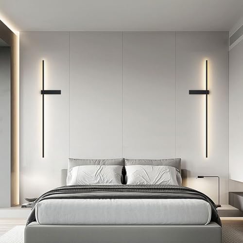 ZYGPH Moderne lineare Wandleuchte, dekorative Wandleuchte in schwarzer LED-Kunst, minimalistische Wandlampe mit langem Streifen, für dekorative Hintergrundbeleuchtung im Wohnzimmer im Schlafzimmer von ZYGPH