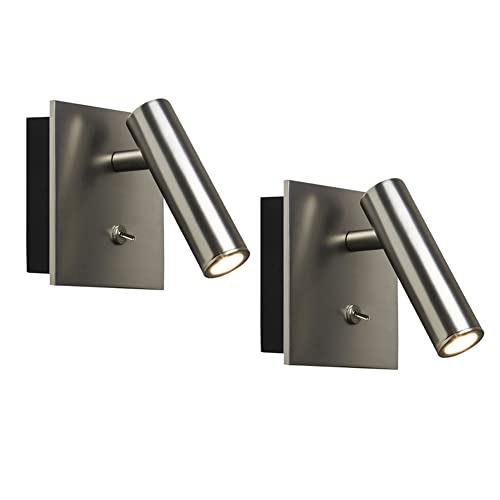 ZYGPH Nachttisch-Leselampen 2er-Set, Moderne Wandleuchte mit Schalter, Warme, Verstellbare Bett-Wandleuchte, Ideal zum Lesen im Bett - Chrom von ZYGPH