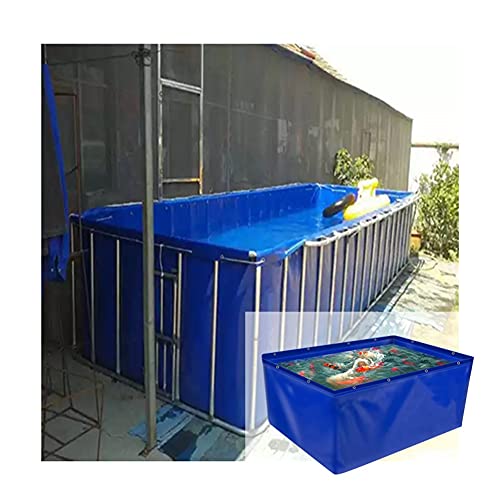 ZYGPH Tragbarer Fischteich: Faltbarer, wasserdichter Segeltuchbehälter für Salzwasserfische, Kois und Schildkröten. Robuste Plane mit Abfluss (Blau, 4 x 3 x 1 m) von ZYGPH