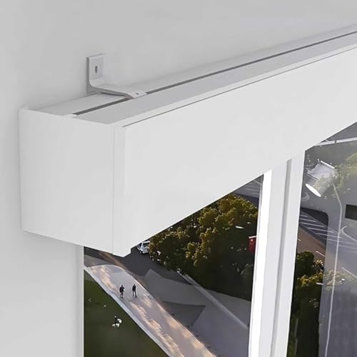 ZYGPH Vorhangkasten-Volant-Wandvorhangschienenschiene, 12 x 12 cm weißer Vorhangkasten-Querbehang, Vorhangstangenstange aus Aluminiumlegierung, 1 m bis 7 m Lange Raumteilerschienen (100 cm) von ZYGPH