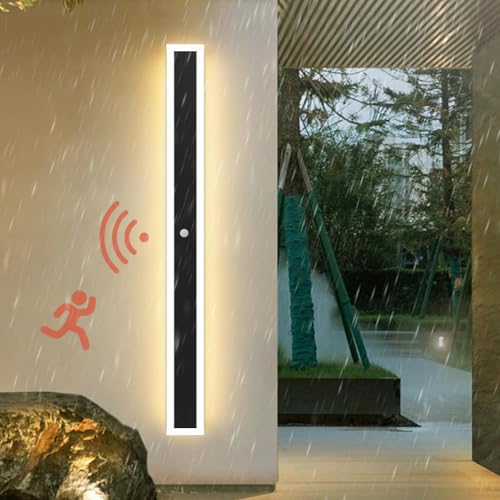 ZYGPH Wandleuchten LED Lang Geometrisch Aluminium Silikon Modern mit Fernbedienung Dimmbar Innendekoration für Schlafzimmer Wohnzimmer (120cm Schwarz Rund) von ZYGPH