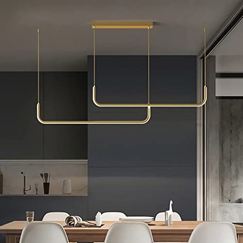 ZYGPH Zeitgenössische Dimmbare Pendelleuchte Für Esstisch,Moderne LED Linear Kronleuchter Kücheninsel,Acryl Deckenleuchte Wohnzimmer Büro-Gold 2 Lichter 150cm/59inch ZYGPH Zeitgenössische Dimmbare Pendelleuchte Für Esstisch,Moderne LED Linear Kronleuchter Kücheninsel,Acryl Deckenleuchte Wohnzimmer Büro-Gold 2 Lichter 150cm/59inch von ZYGPH