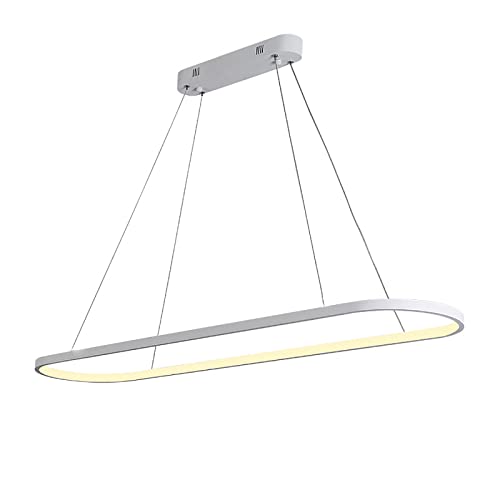 ZYGPH Zeitgenössischer Linearer Kronleuchter Mit Fernbedienung, Acryl LED Hängeleuchte Für Esszimmer, Moderne Dimmbare Pendelleuchte Kücheninsel-Weiß 70x20cm(28x8inch) von ZYGPH