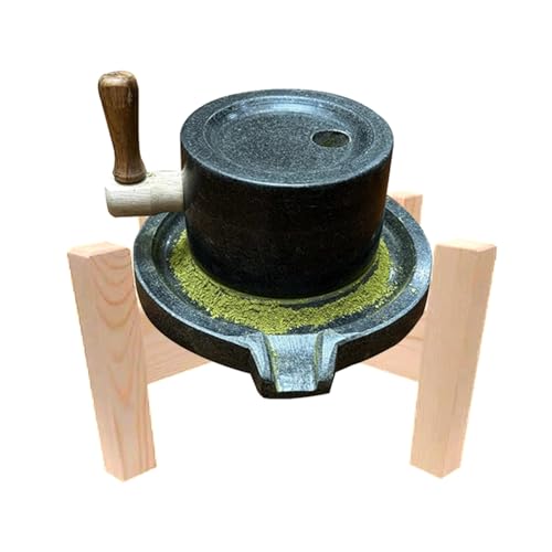 Kleine Matcha Pulvermühle, Natur Lapislazuli Handkurbel Steinmühle, 13x20cm, Glatt Und Schön, Für Bohnen, Gerste, Gewürze, Mais(With wooden frame) von ZYHAOYAN