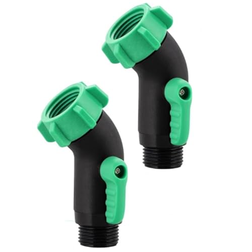 Auslaufsicherer, ergonomischer Gartenschlauch-Absperrventile, erosionsgeschützter Adapter, 2 Stück, für Camper, Schiffe, Außenbereich, Marine-Qualität, Winkelventile von ZYHARUKO