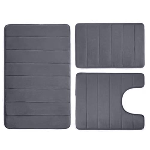ZYHARUKO Flanell-Badezimmerteppich-Set, rutschfest, weich, saugfähig, waschbar, für Dusche, Zuhause, Fitnessstudio und Salon, waschbare Toilettenmatten von ZYHARUKO