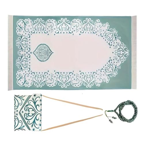 ZYHARUKO Gebetsteppich für Muslime mit Perlen, Quasten und Tasche, Reise-Gebetsteppich, tragbar, Islamiker, Damen, Herren, Muslime, Teppich-Set mit Tasche, Perlen ZYHARUKO Gebetsteppich für Muslime mit Perlen, Quasten und Tasche, Reise-Gebetsteppich, tragbar, Islamiker, Damen, Herren, Muslime, Teppich-Set mit Tasche, Perlen von ZYHARUKO