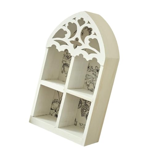 ZYHARUKO Präzise geschnitztes Wandregal aus Holz, schwebendes Regal für Heimdekoration, geheimnisvolles inspiriertes mehrschichtiges Design, Kristall-Display, präziser Schnitt, dekoratives Regal von ZYHARUKO